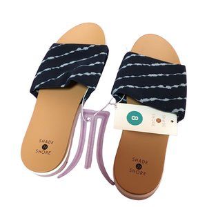 NWT Women's Kassidy Platform Slide Sandals Shade & Shore Navy 8 Open-Toe Slip On